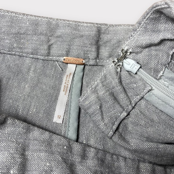 Free People Life's Too Short Scalloped Hem Short Heathered Gray Size 12 Linen - Picture 11 of 15